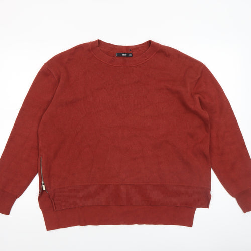 MNG Women Red Crew Neck Long Sleeve Knit Pullover Jumper Size 10