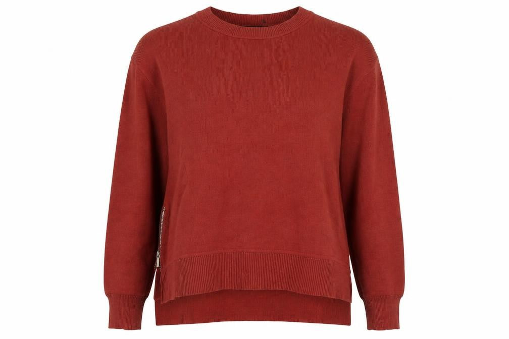 Front view of Mango Women Red Crew Neck Long Sleeve Knit jumper, size 10