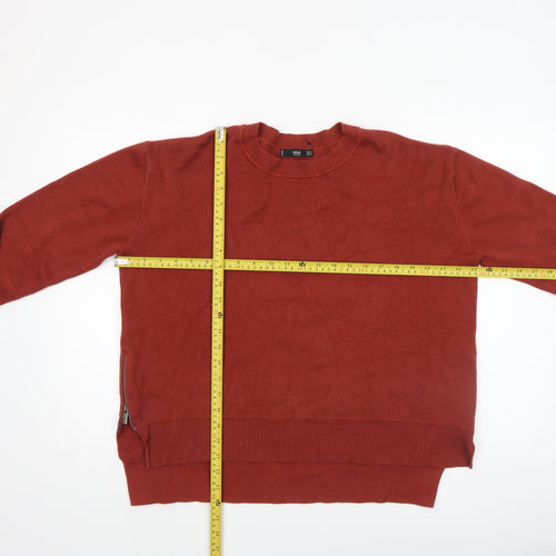 MNG Women Red Crew Neck Long Sleeve Knit Pullover Jumper Size 10