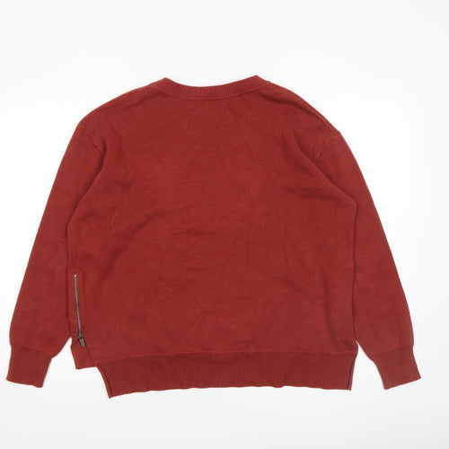 MNG Women Red Crew Neck Long Sleeve Knit Pullover Jumper Size 10