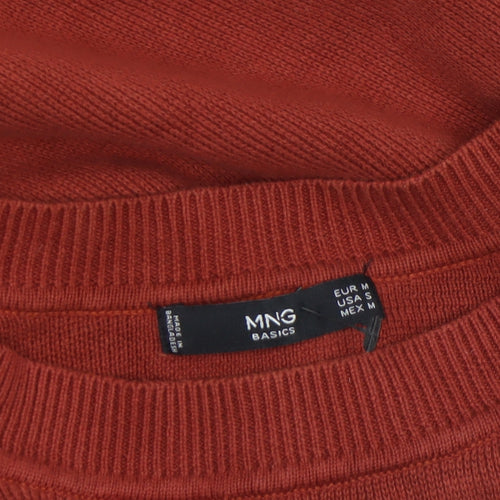 MNG Women Red Crew Neck Long Sleeve Knit Pullover Jumper Size 10