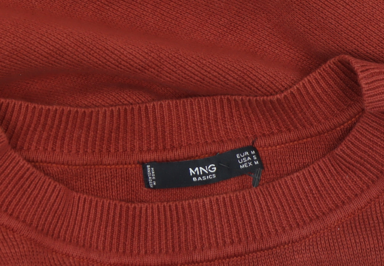 MNG Women Red Crew Neck Long Sleeve Knit Pullover Jumper Size 10