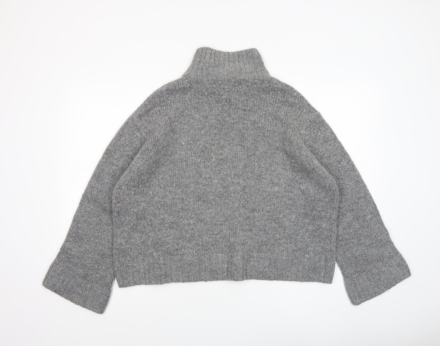 H&M Women’s Grey Wool Alpaca Blend Roll Neck Chunky Knit Jumper Size S