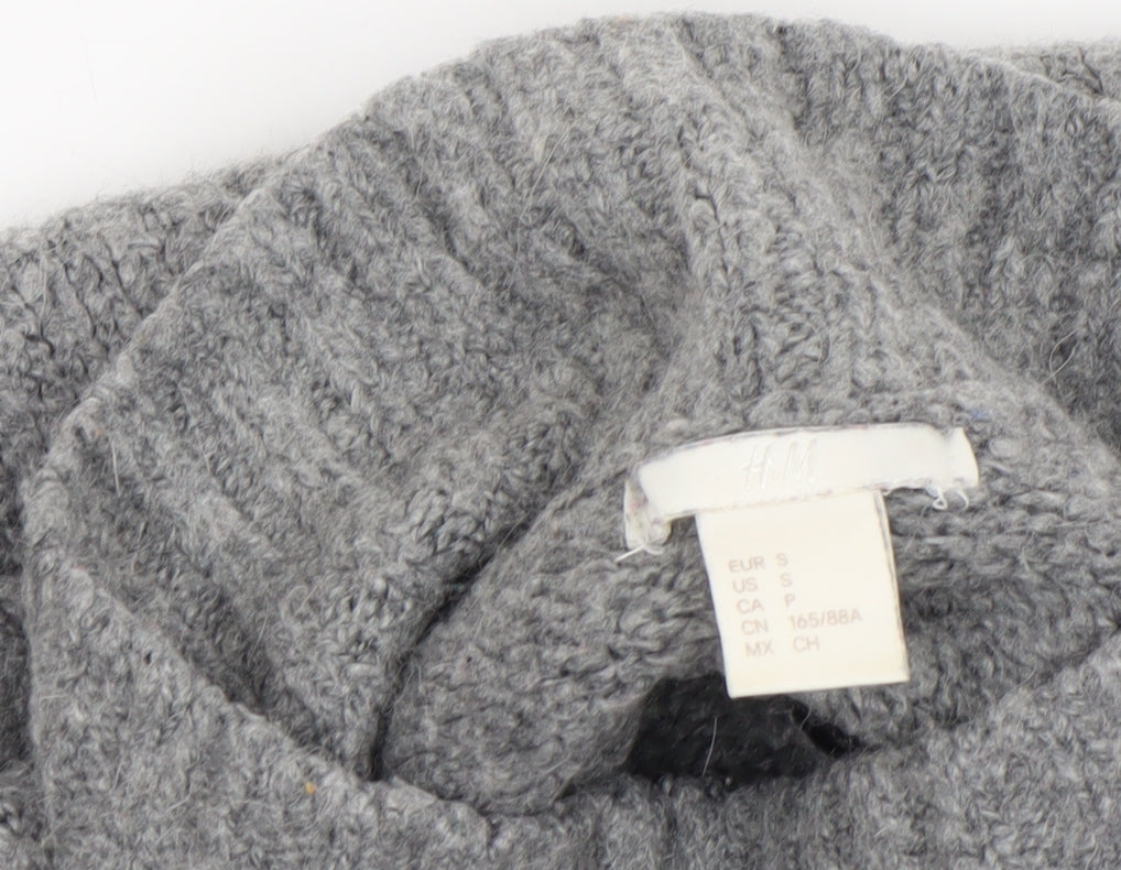H&M Women’s Grey Wool Alpaca Blend Roll Neck Chunky Knit Jumper Size S