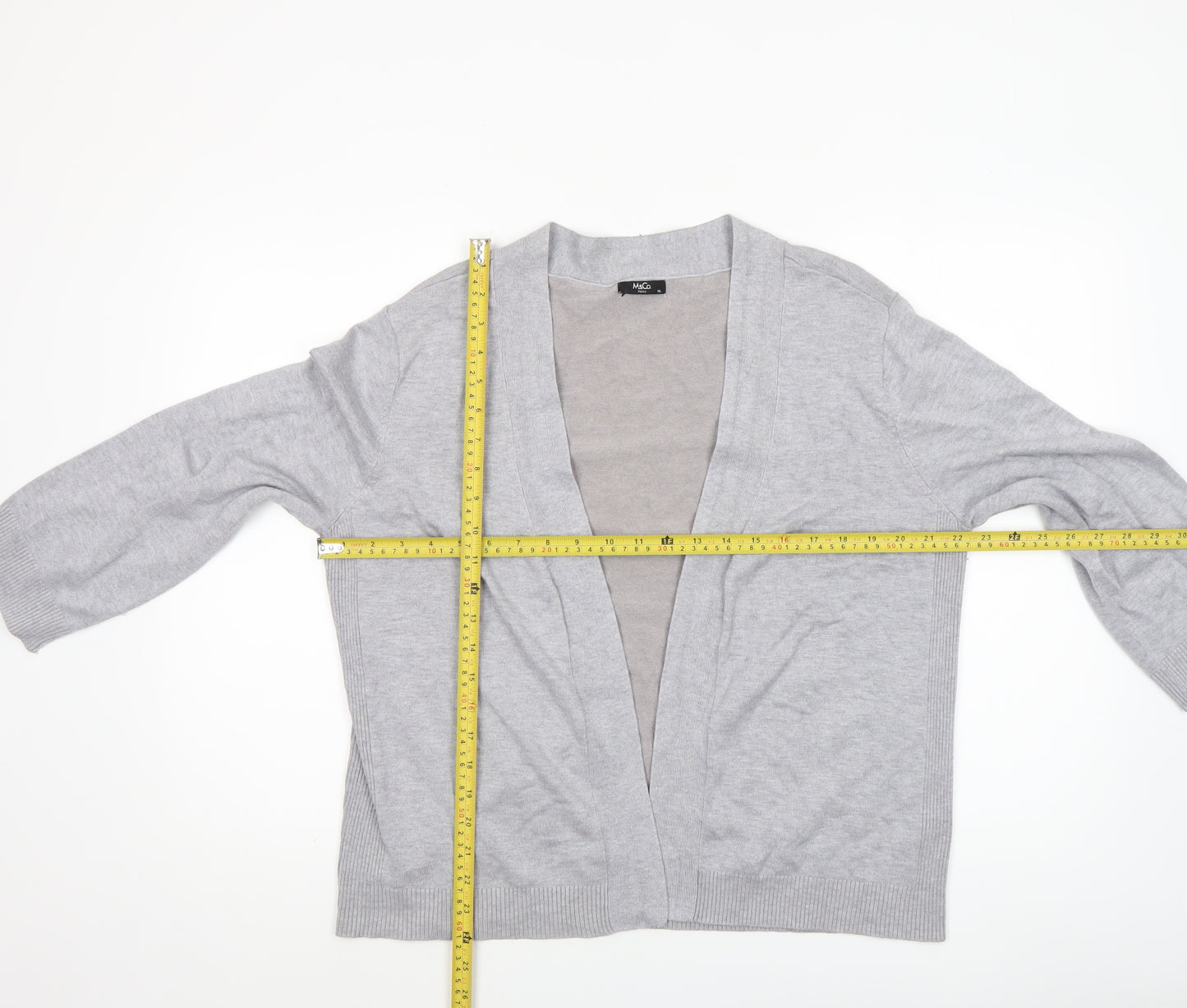 M&Co Women’s Petite Grey Viscose Knit Open Cardigan XL