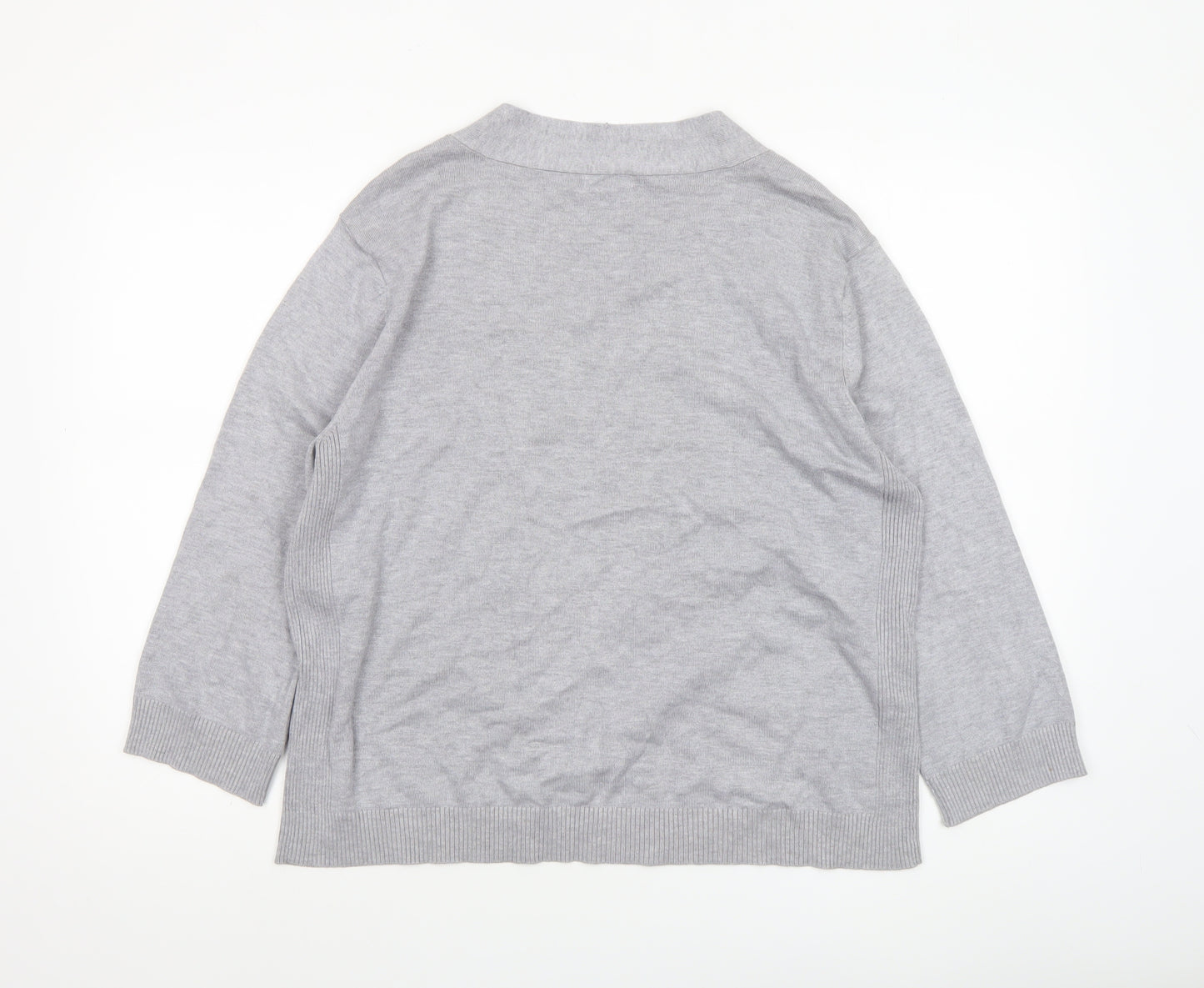 M&Co Women’s Petite Grey Viscose Knit Open Cardigan XL