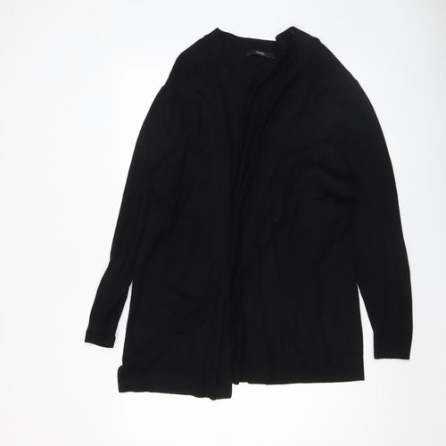 George Women Black L Long Sleeve Open Front Cardigan