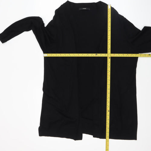 George Women Black L Long Sleeve Open Front Cardigan