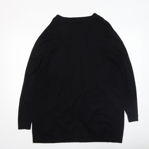 George Women Black L Long Sleeve Open Front Cardigan