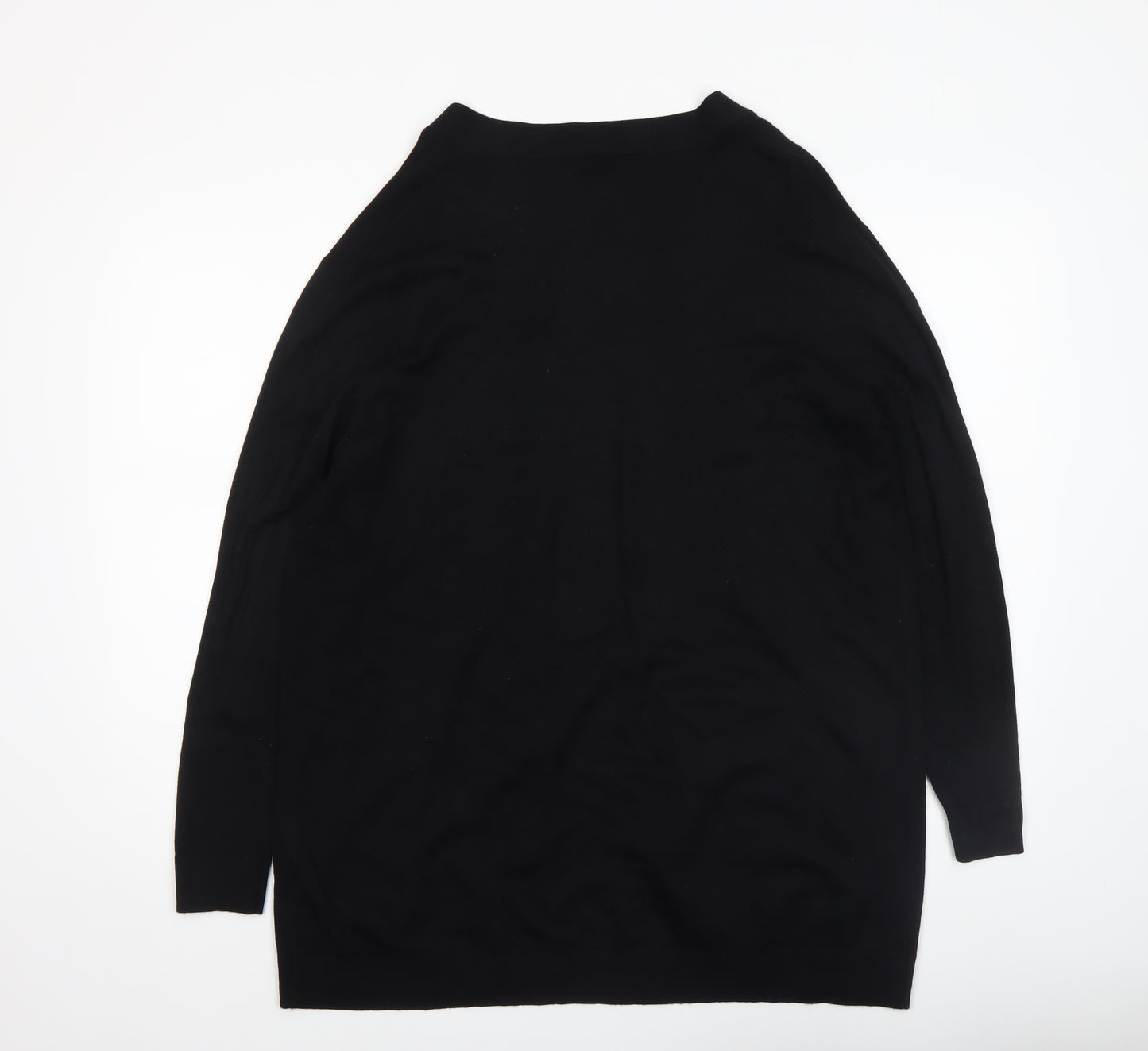 George Women Black L Long Sleeve Open Front Cardigan