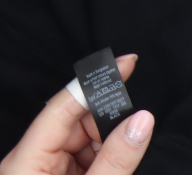 George Women Black L Long Sleeve Open Front Cardigan