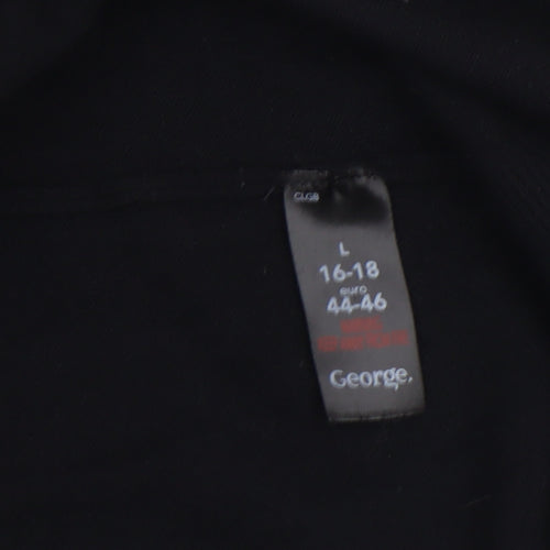 George Women Black L Long Sleeve Open Front Cardigan
