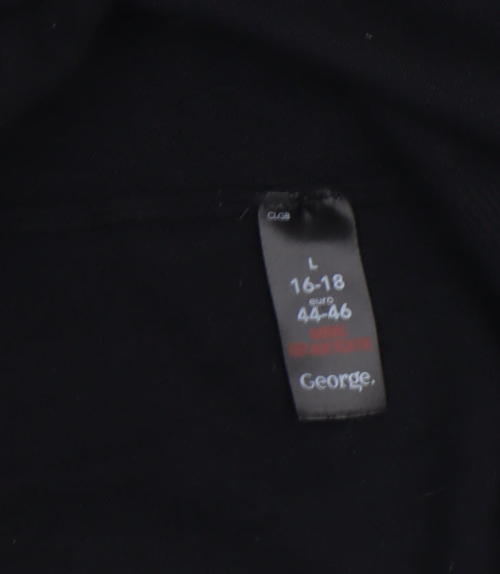 George Women Black L Long Sleeve Open Front Cardigan