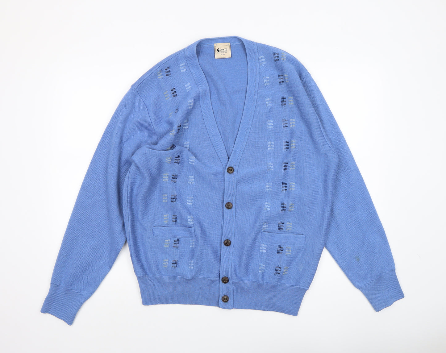 Gabicci Women Blue Wool Blend Button V-Neck Cardigan L