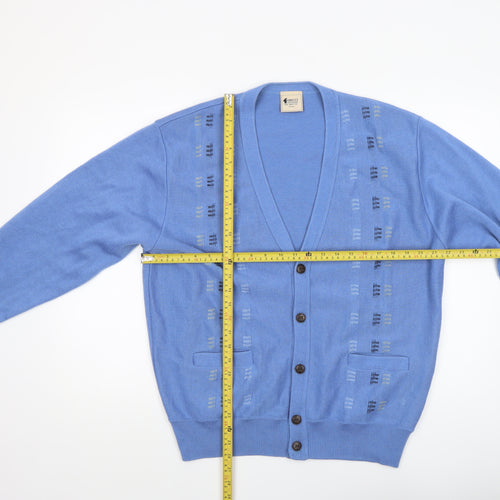 Gabicci Women Blue Wool Blend Button V-Neck Cardigan L