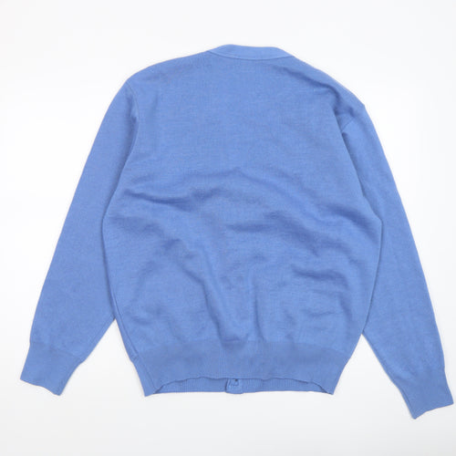 Gabicci Women Blue Wool Blend Button V-Neck Cardigan L