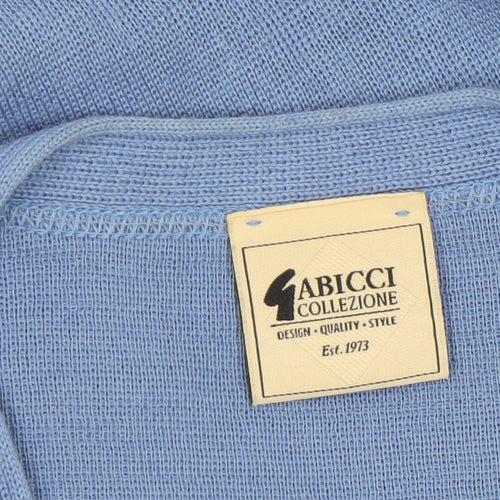 Gabicci Women Blue Wool Blend Button V-Neck Cardigan L