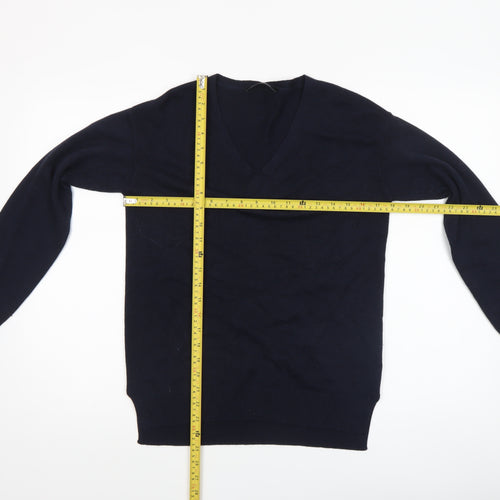M&Node Women's Navy V-Neck Long Sleeve Jumper Size L