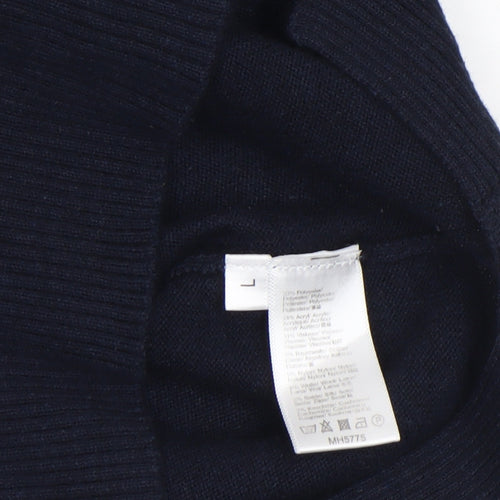 M&Node Women's Navy V-Neck Long Sleeve Jumper Size L