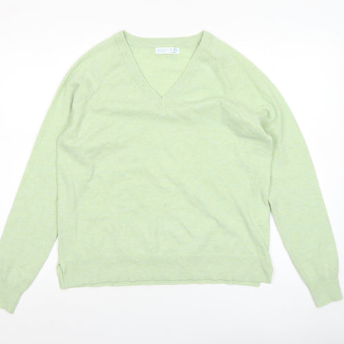 Primark Women Green V-Neck Pullover Knit Jumper Size S