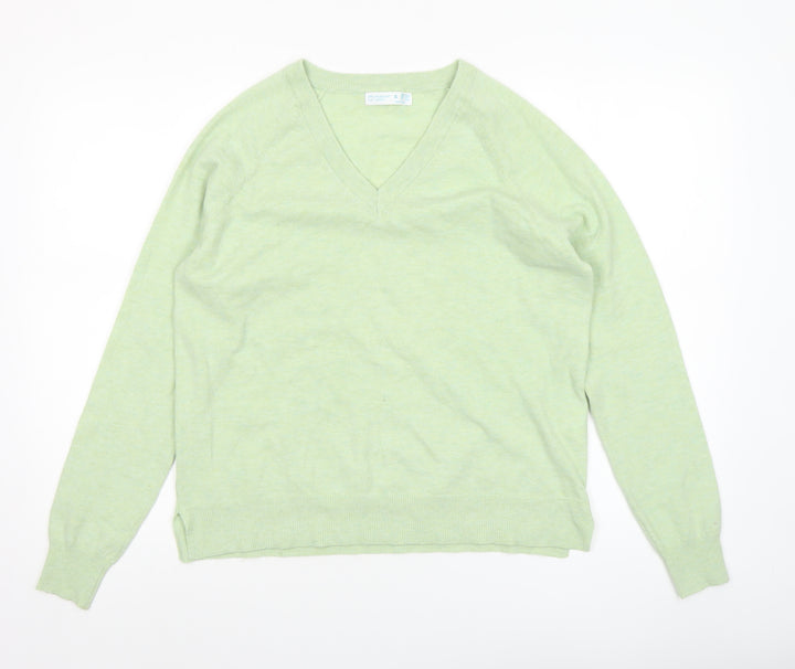 Primark Women Green V-Neck Pullover Knit Jumper Size S