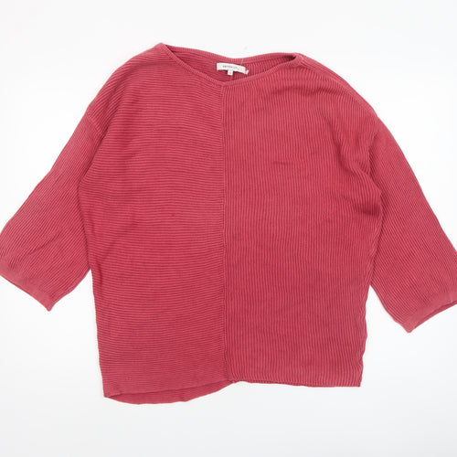 Sandwich Womens Red Cotton Rib Knit 3/4 Sleeve Pullover Jumper Size M