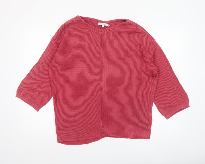Sandwich Womens Red Cotton Rib Knit 3/4 Sleeve Pullover Jumper Size M
