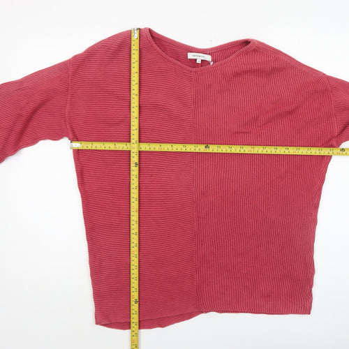 Sandwich Womens Red Cotton Rib Knit 3/4 Sleeve Pullover Jumper Size M