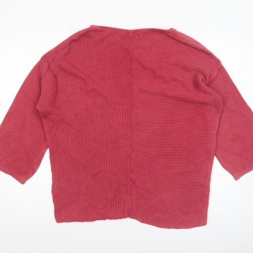 Sandwich Womens Red Cotton Rib Knit 3/4 Sleeve Pullover Jumper Size M