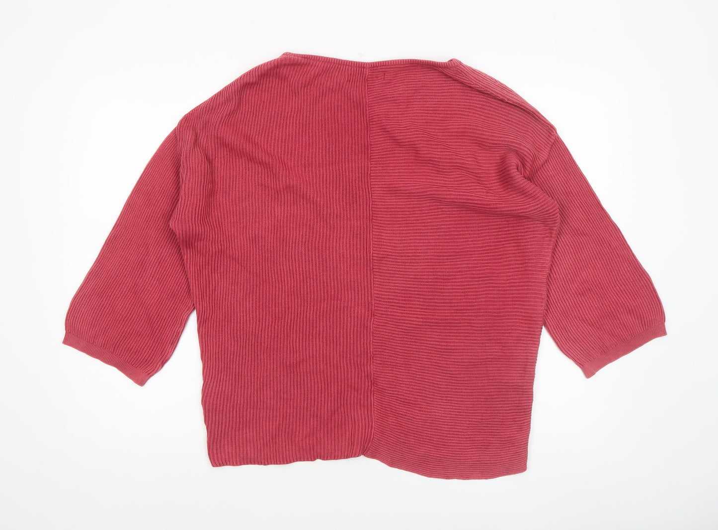 Sandwich Womens Red Cotton Rib Knit 3/4 Sleeve Pullover Jumper Size M