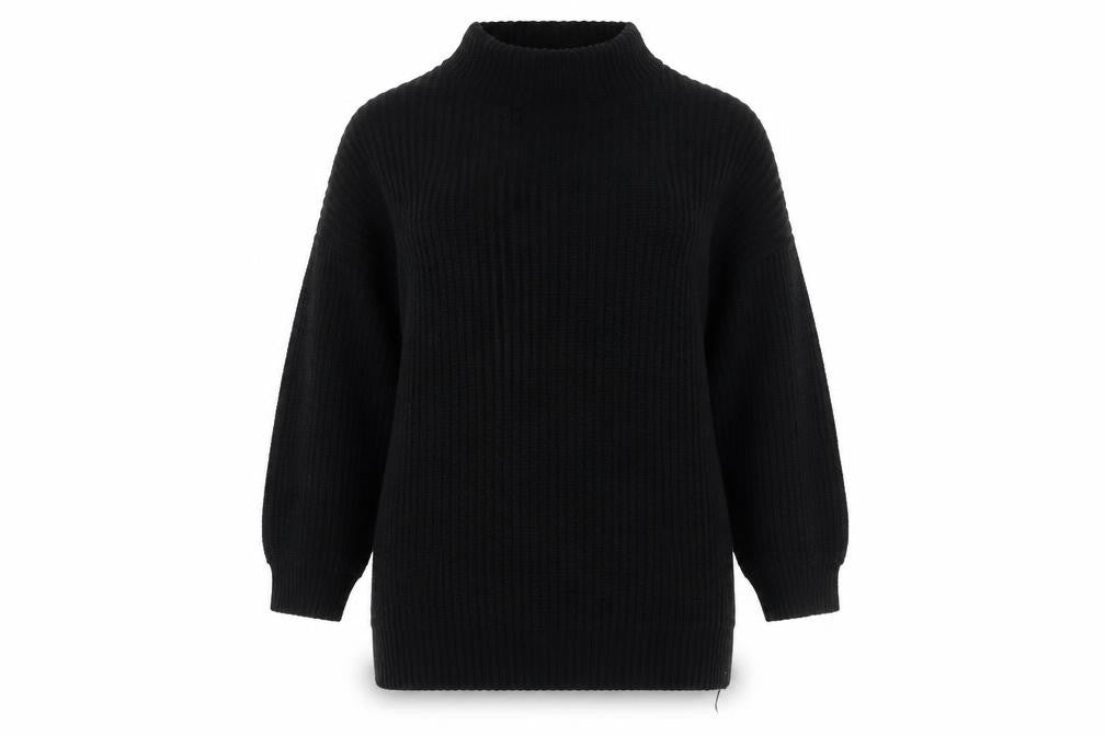 Front view of PRETTYLITTLETHING women’s black high neck knit jumper, size M