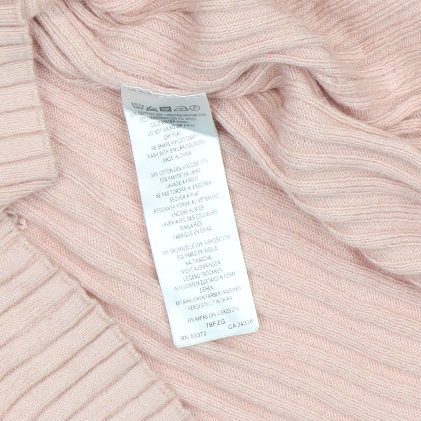 French Connection Womens Beige V-Neck Ribbed Knit Jumper Size S