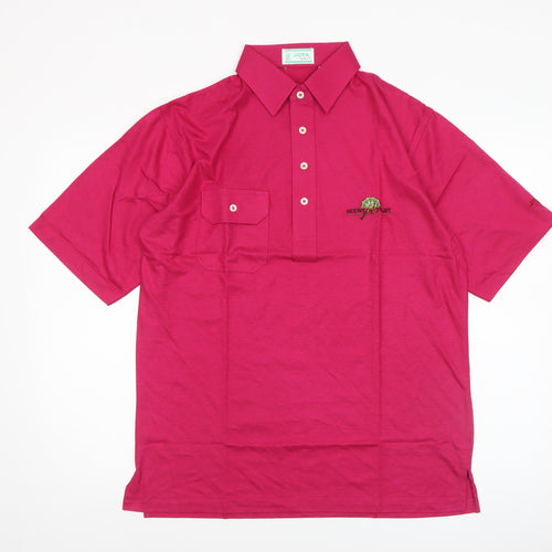Joya Golf Men's Pink Cotton Polyester Short Sleeve Polo Shirt M