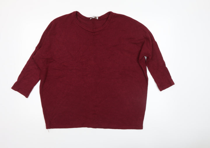 Apricot Women’s Red Relaxed Fit 3/4 Sleeve Pullover Jumper S