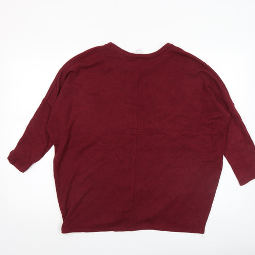 Apricot Women’s Red Relaxed Fit 3/4 Sleeve Pullover Jumper S