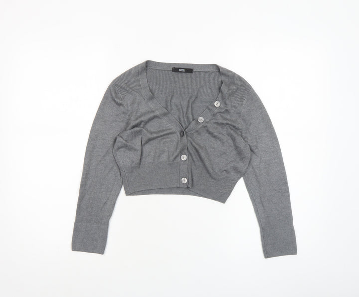 Marks and Spencer Women's Grey V-Neck Button Cardigan Size 8