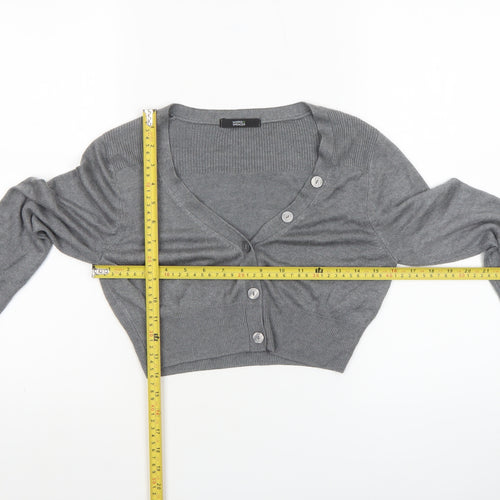 Marks and Spencer Women's Grey V-Neck Button Cardigan Size 8