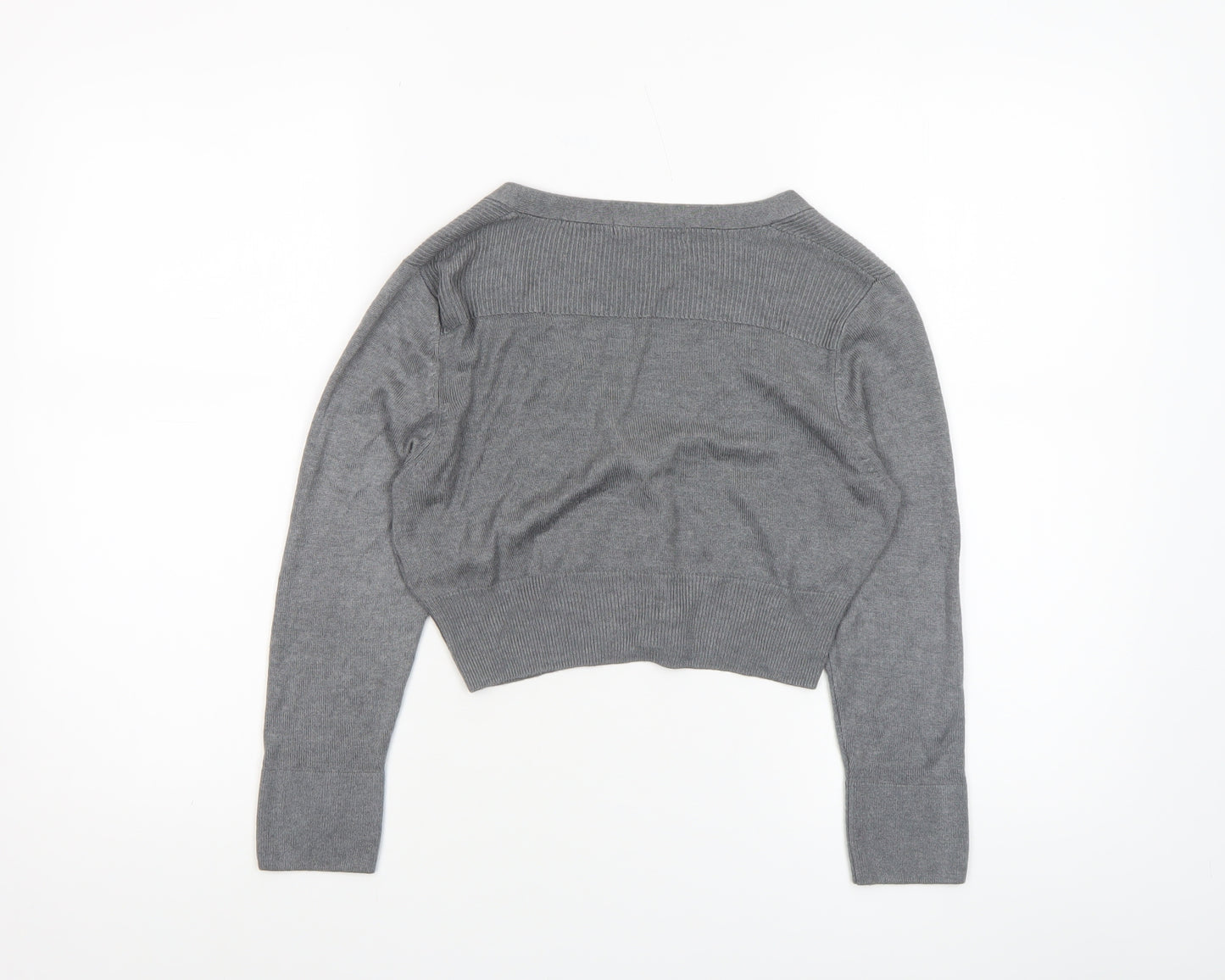 Marks and Spencer Women's Grey V-Neck Button Cardigan Size 8