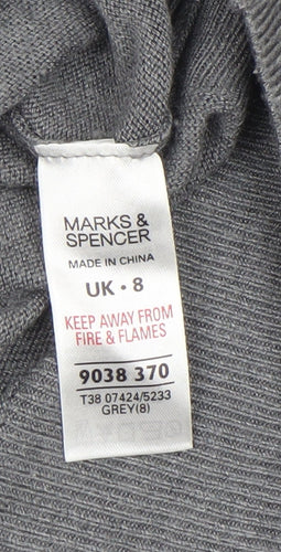 Marks and Spencer Women's Grey V-Neck Button Cardigan Size 8