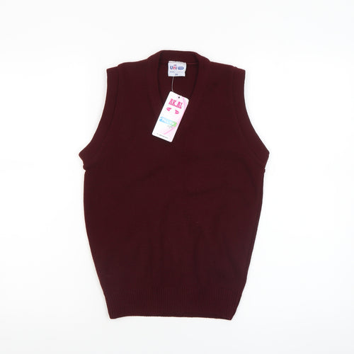 Uniform Boys Burgundy Acrylic Sleeveless Vest Jumper Size 30