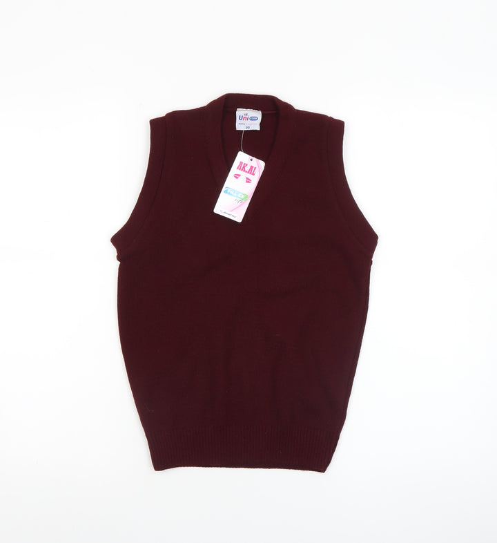 Uniform Boys Burgundy Acrylic Sleeveless Vest Jumper Size 30