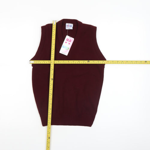 Uniform Boys Burgundy Acrylic Sleeveless Vest Jumper Size 30