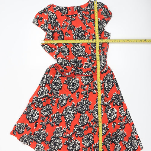Wallis Women Red Floral Fit & Flare Knee Length Dress UK 10