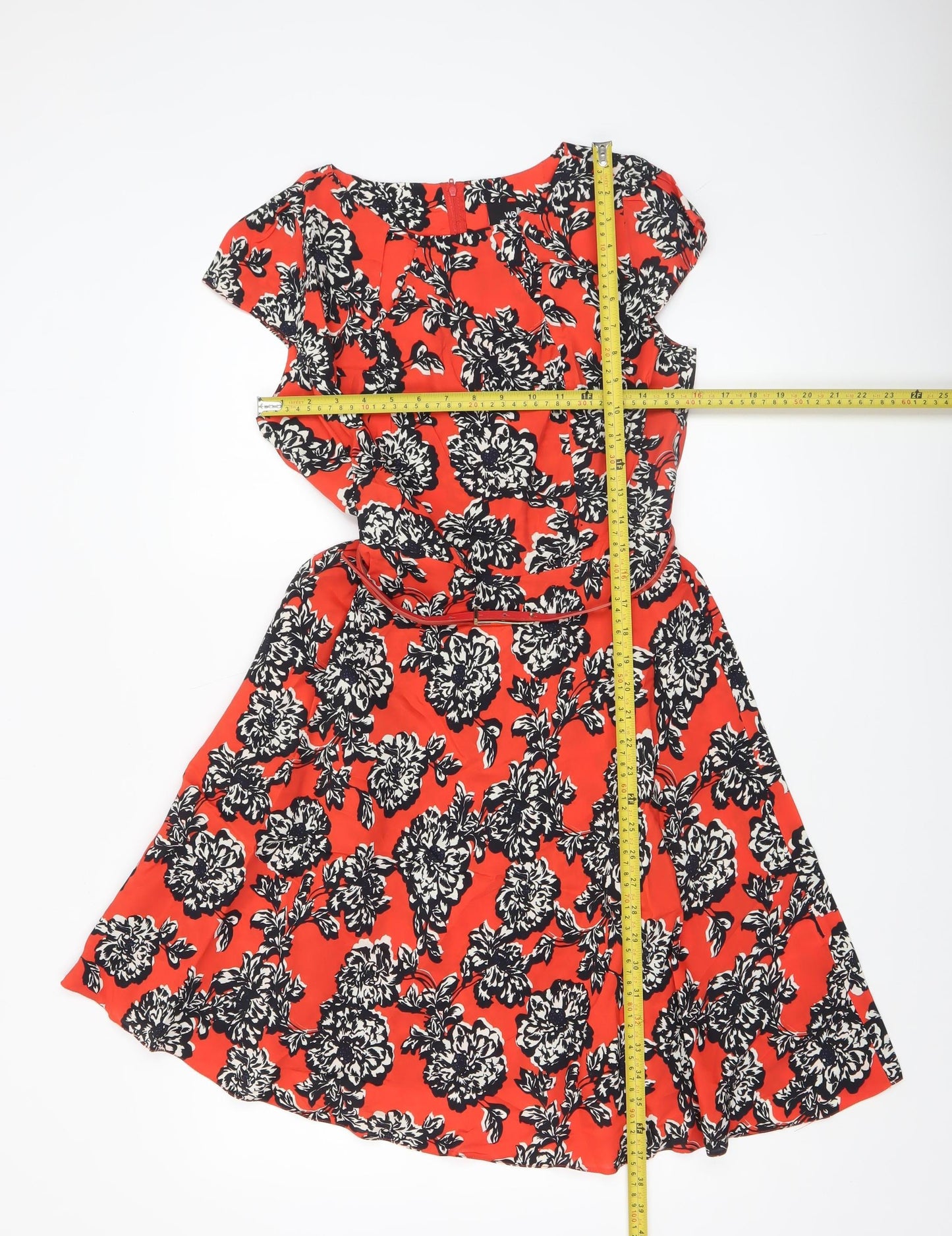 Wallis Women Red Floral Fit & Flare Knee Length Dress UK 10