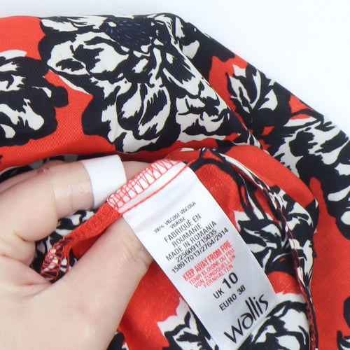Wallis Women Red Floral Fit & Flare Knee Length Dress UK 10