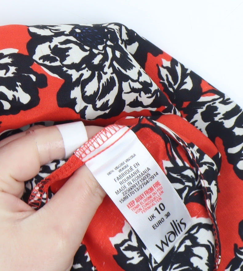 Wallis Women Red Floral Fit & Flare Knee Length Dress UK 10