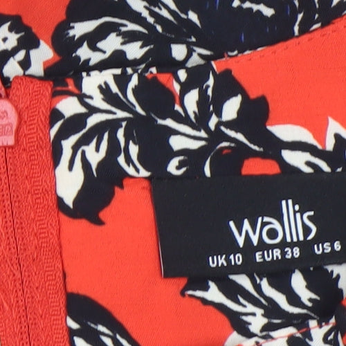 Wallis Women Red Floral Fit & Flare Knee Length Dress UK 10