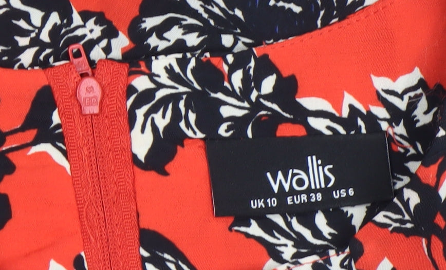 Wallis Women Red Floral Fit & Flare Knee Length Dress UK 10