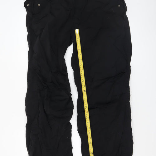 Bershka Women Black Cargo Trousers M Lightweight Nylon Drawstring Pockets
