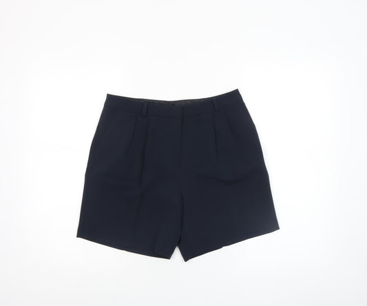 Miss Selfridge Women's Black Chino Shorts Size 10 Pleated Twill Casual